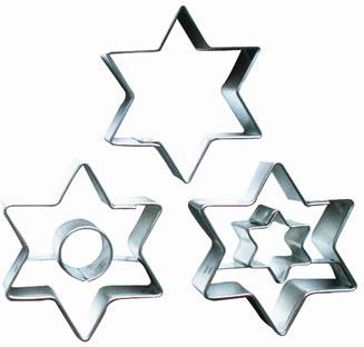 Set iz nerjavečega jekla za izrezovanje piškotov Zvezda, 3 deli