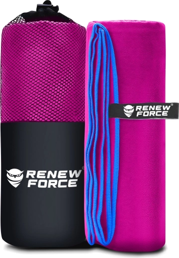 RENEW FORCE hitro sušeča brisača iz mikrovlaken XXL rožnata 177 × 95 cm