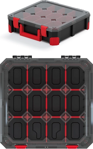 Organizator Titan z 12 predelki, prozoren pokrov in ergonomski ročaj