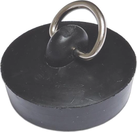 Gumasti zamašek za pomivalno korito 43 mm s kovinskim očescem, črn