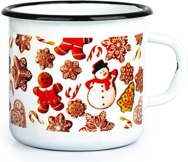 Emajlirana skodelica TORO 370 ml z motivom medenjakov