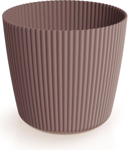 Cvetlični lonček Milly Round 12,9 cm marsala – plastičen rebrast ovitek za rože za notranjo in zunanjo uporabo