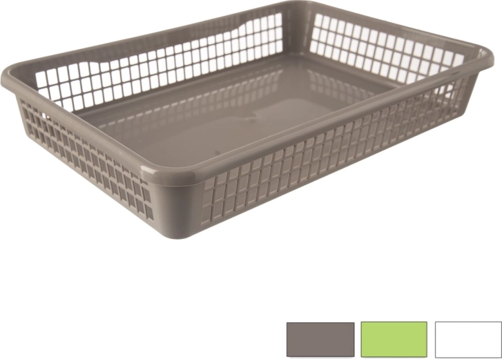 Plastični organizator – nizek košarica 38,5 × 25,5 × 6,5 cm (mešane barve)