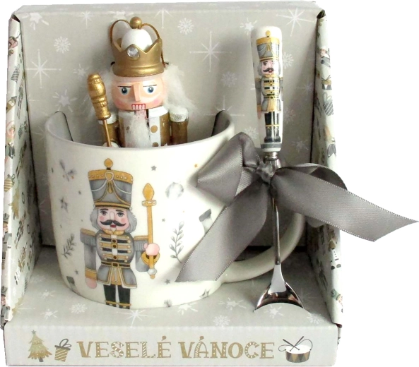 Božični darilni set skodelica 350 ml s figurico in žličko – motiv vojaček