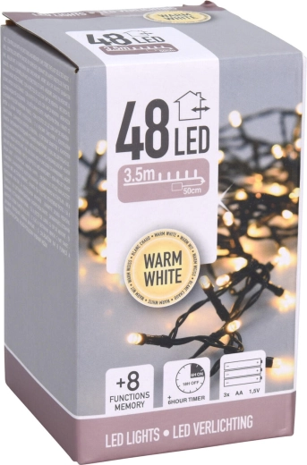 Božična LED osvetlitev 3,5 m, 48 LED, toplo bela, 8 funkcij, časovnik