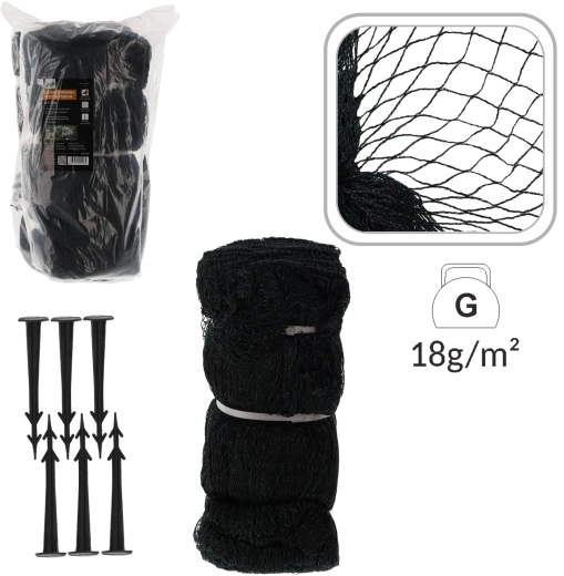 Zaščitna mreža proti pticam 8 × 20 m, 18 g/m² + 16 plastičnih sponk