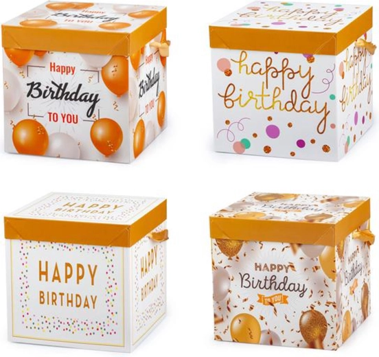 Darilna škatla s satenastim trakom 15 × 15 × 15 cm (mešane barve)