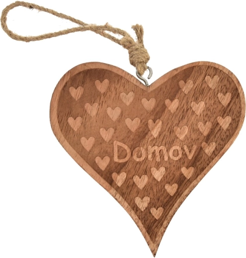 Viseča dekoracija srce mango Domov 15 × 2 × 15 cm
