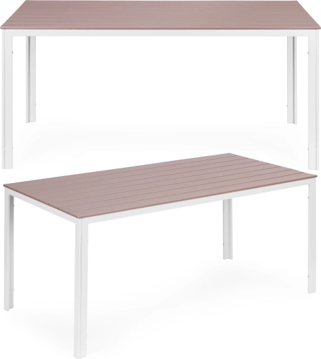 Vrtna miza za 6 oseb 156 × 78 cm iz poliwooda, bež‑bela MULTIGARDEN