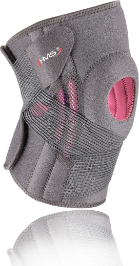 Opornica za koleno z odprto pogačico in križnim zategovanjem