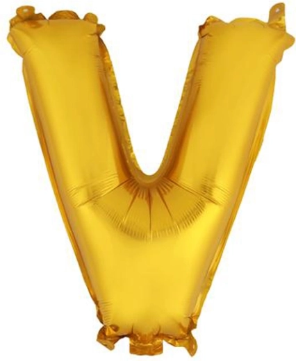 Folijski balon TORO črka V 30 cm zlat