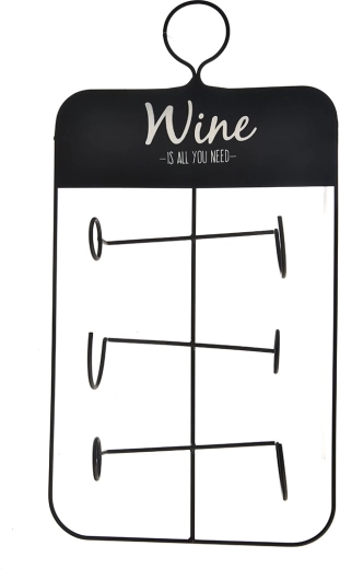 Črno kovinsko stojalo za vino za 3 steklenice