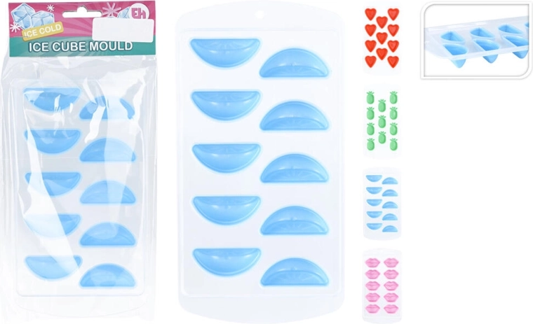 Silikonski model za led – mešanica oblik srce, ustnice, ananas in polmesec 21,5 × 11 × 2 cm