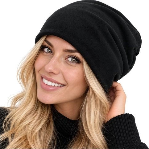 Zimska kapa beanie Trizand črna s flisasto podlogo