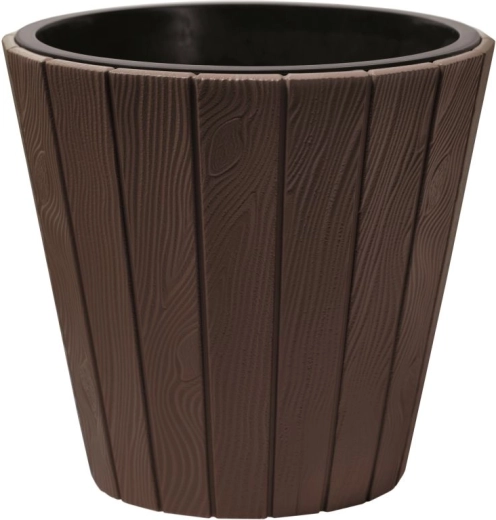 Cvetlični lonec z vložkom WOODE 29,9 cm rjav