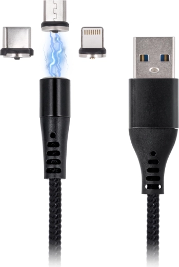 Maxlife magnetni polnilni kabel 3v1 1 m, 2 A, črn