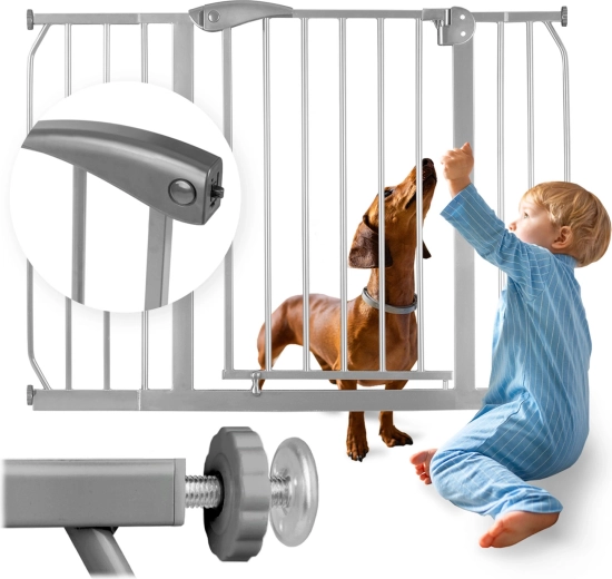 Siva varnostna zapora NUKIDO za otroke in hišne ljubljenčke, 75–115 cm