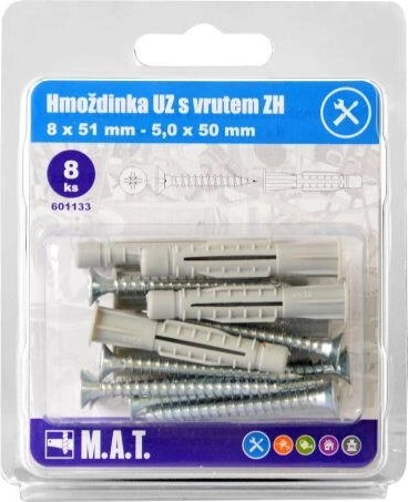 Vezna vložka z ovratnikom 8 mm z vijakom 5x50 mm (8 kos)