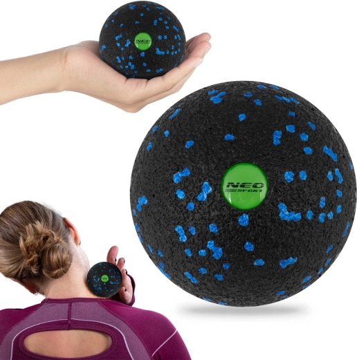 Masažna in fitnes žogica iz EPP 8 cm črno-modra NEO-SPORT