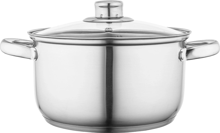 Nerjaveč lonec Fabio 20 cm, 3,6 l s steklenim pokrovom