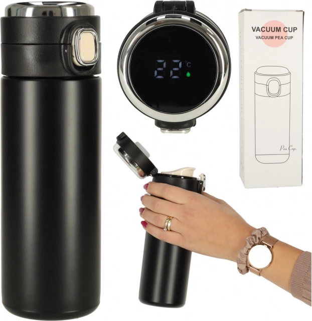 Termo lonček z ustnikom in LED zaslonom 420 ml črn