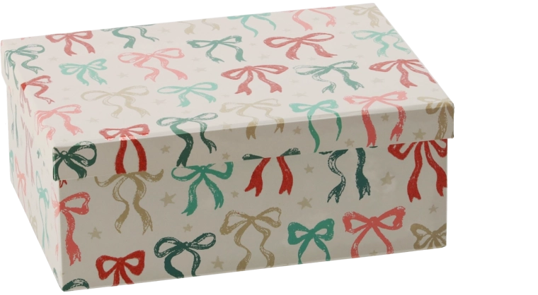 Christmas gift box with bow 23 × 16.5 × 9 cm - 1 piece