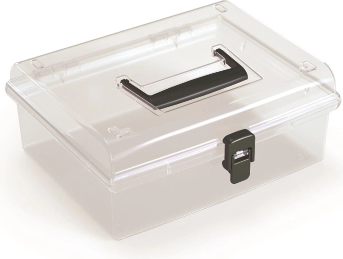 Plastični organizator s prozornim pokrovom NUF LOW, črn, 245 × 214 × 100 mm