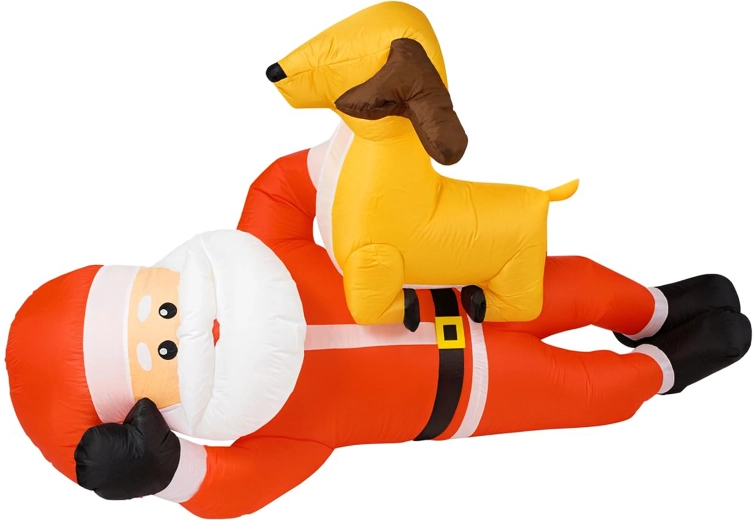 Napenljivi Božiček z jelenom 210 cm z LED osvetlitvijo