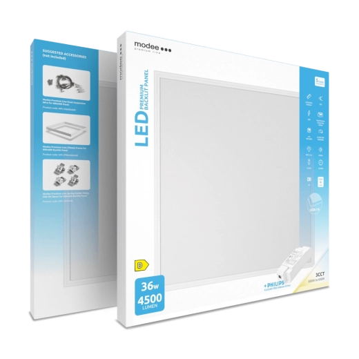 Modee Premium Line LED panel z osvetlitvijo od zadaj 60 × 60 cm 36 W 3CCT z gonilnikom