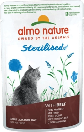 Almo Nature Holistic Sterilized Cat vrečka za sterilizirane mačke govedina 70 g