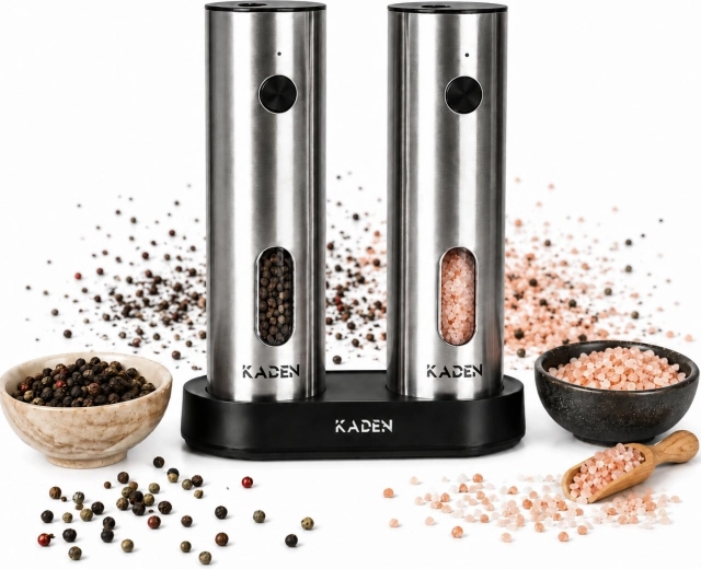 Electric salt & pepper grinder Kaden (set of 2 pcs) with USB‑C charging base