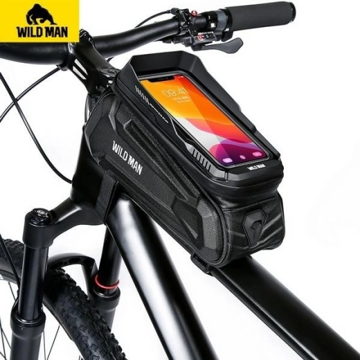 WildMan XT5 torbica za okvir kolesa z nosilcem za telefon, črna