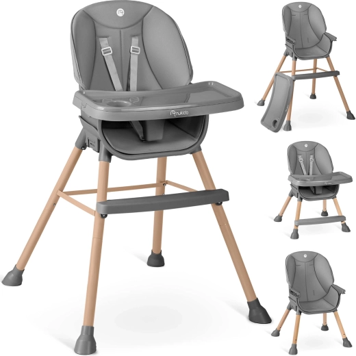 Otroški stolček za hranjenje NUKIDO Tilo 3v1 siv