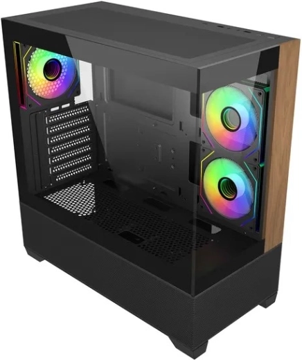 PC ohišje Elite 690 wood s panoramskim steklom in ARGB ventilatorji
