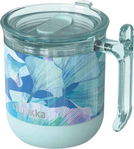 Termo lonček iz nerjavečega jekla Quokka Wave ginkgo leaves turkizen 260 ml