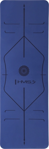 Blazina za jogo HMS YM10 – temno modra TPE z vodilnimi linijami
