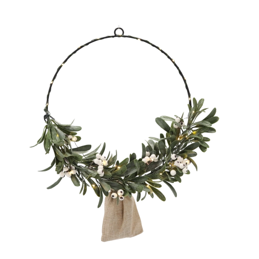 Božični venec z imelom 40 cm z LED osvetlitvijo