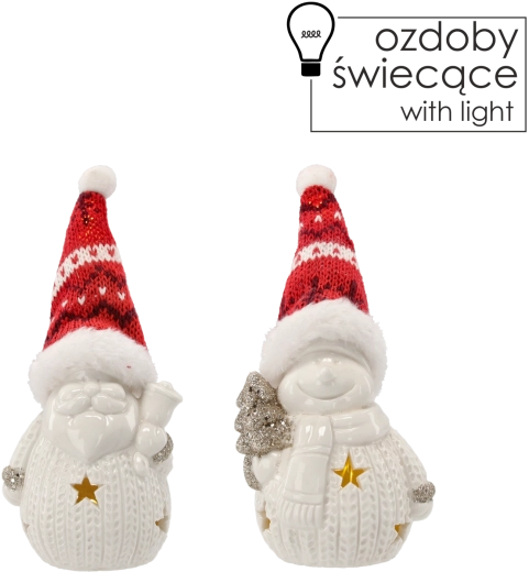 Christmas LED Figure of St. Nicholas or a Snowman, 14 cm - 1 piece