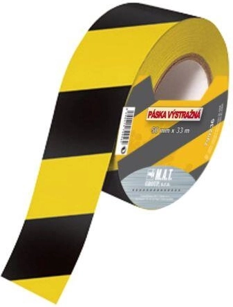Opozorilni trak rumeno‑črn 75 mm × 500 m