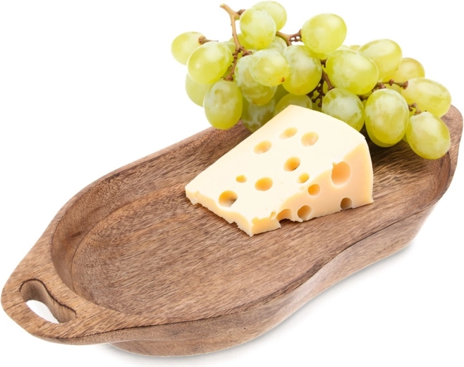Lesen servirni pladenj iz mangovega lesa z ročaji 42,5 × 20 × 5 cm
