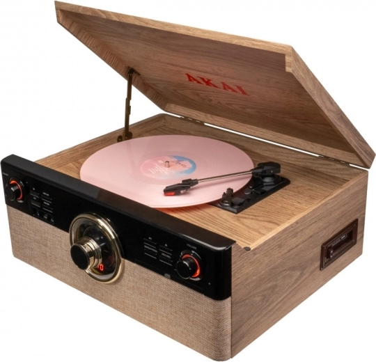 Gramofon AKAI z Bluetoothom, CD-predvajalnikom, kaseto in FM-radiem