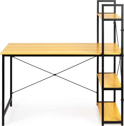 Lesena računalniška miza z loft policami