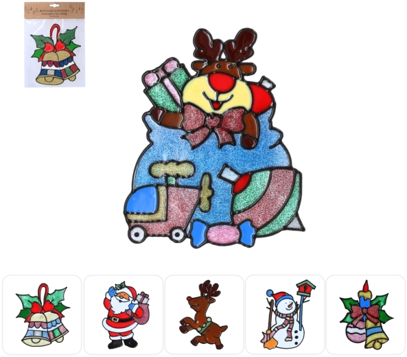 Božične okenske nalepke 18 × 25 cm – komplet 12 kosov, 6 motivov