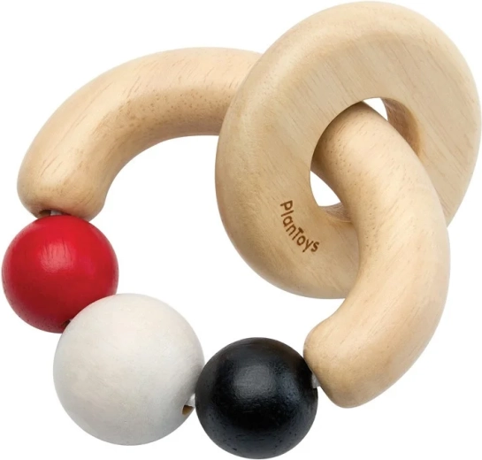 PlanToys kontrastni ropotuljica s kroglicami - 1 kos