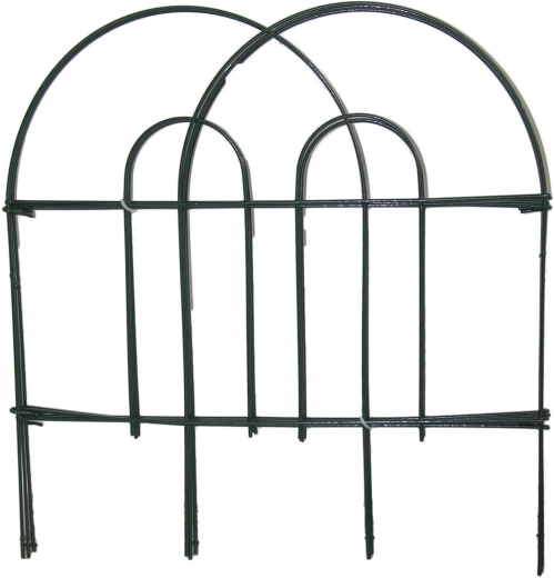 Vrtna ograja iz kovine z zeleno površino 45 × 300 cm (7 delov)