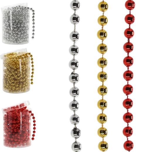 Božična biserna girlanda 5 m – rdeča, zlata in srebrna