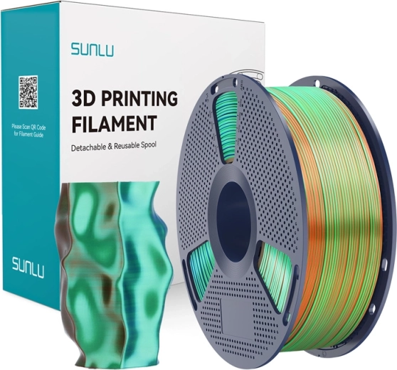 Sunlu PLA+ Silk tribarvni filament za 3D tisk oranžna/modra/zelena