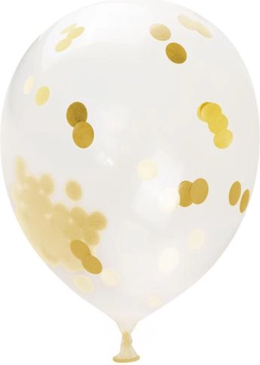 Balon z bleščicami – zlati, 30 cm, 5 kosov