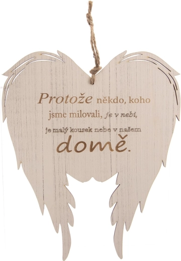 Lesena angelska krila z napisom »ker je nekdo …« 31 × 38 cm