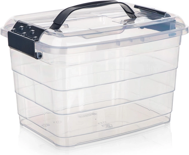 Shranjevalni zaboj VILARD 8,5 l s pokrovom in ročajem, prozoren